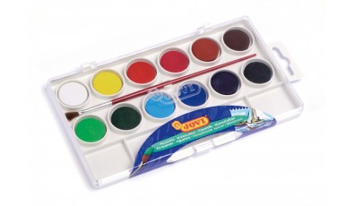 Watercolor Box 12 Tablets 22mm Assorted Colors + Brush