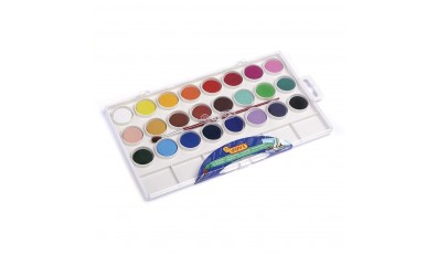 Watercolor Box 24 Tablets 22mm Assorted Colors + Brush