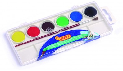 Watercolor Box 6 Tablets 22mm Assorted Colors + Brush