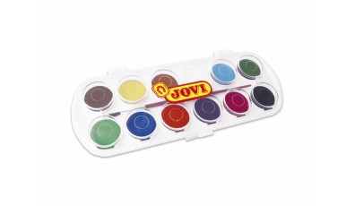 Watercolor Box 12 Tablets 30mm Assorted Colors + Brush